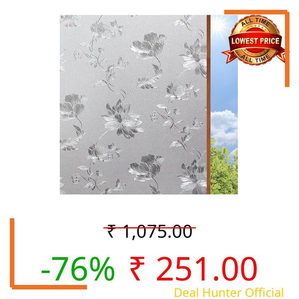 ELORAA Elora Pattern GlassFilm Window Film Window Sticker Glass stickerFor Privacy, Sun Control, Decor for Home, Office & Bathroom (16 Inch X 60 Inch)