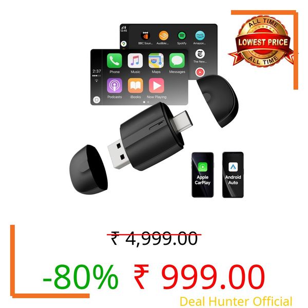 YIMBLI Wireless CarPlay & Android Auto Dongle | Convert Wired to Wireless | Quick Setup Plug & Play | Stable Bluetooth & WiFi | for OEM Wired Cars