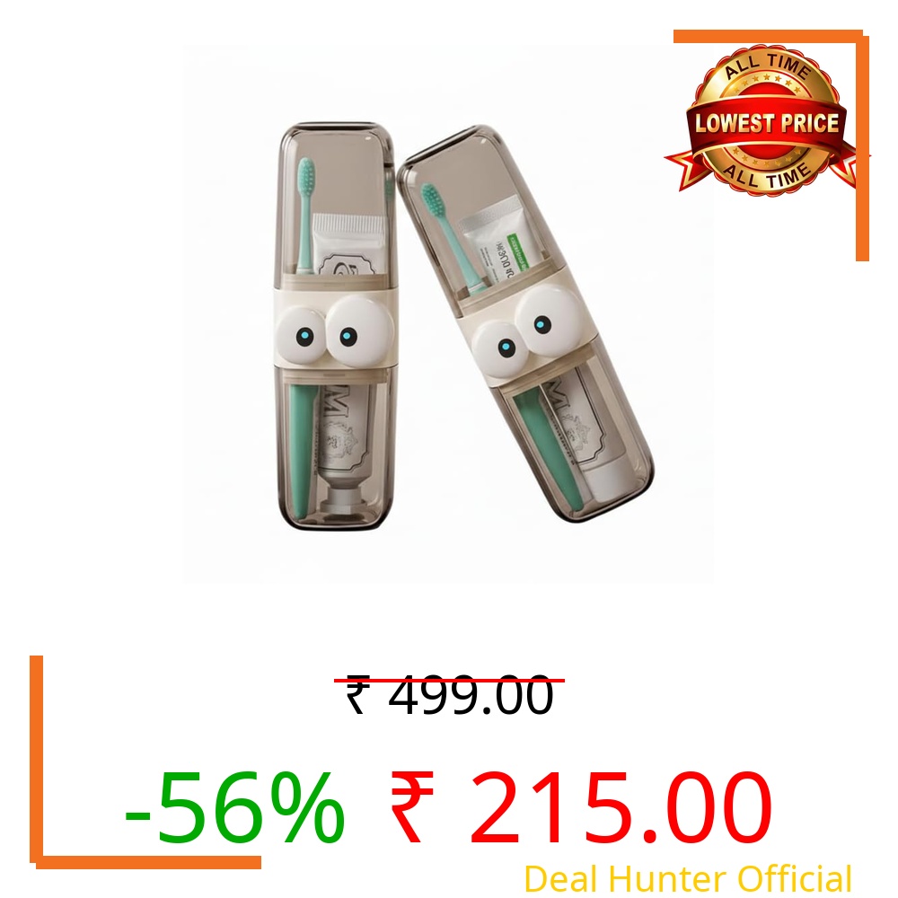 Cute Eye Design Toothbrush Holder, Brown Transparent Plastic Travel Case with Eyes Pattern, Oral Care Organizer for Home and Travel, Food Grade Polycarbonate (PC) Material (Pack of 2)