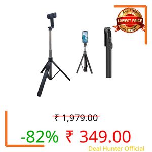 Kratos Selfie Stick Tripod with 170 cm Reinforced Stand for Mobile Phones, Bluetooth-Enabled Long Selfie Stick for Travel and Vlogging, Compatible with iPhone and All Smartphones