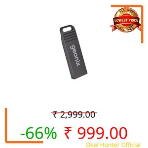 Geonix Pendrive 128GB Metal USB 2.0 Flash Drive/Pen Drive, Keyring Design, Lightweight & Portable, Durable Metal Casing - Ideal for Data Transfer & Storage, 5 Years Warranty (Black)