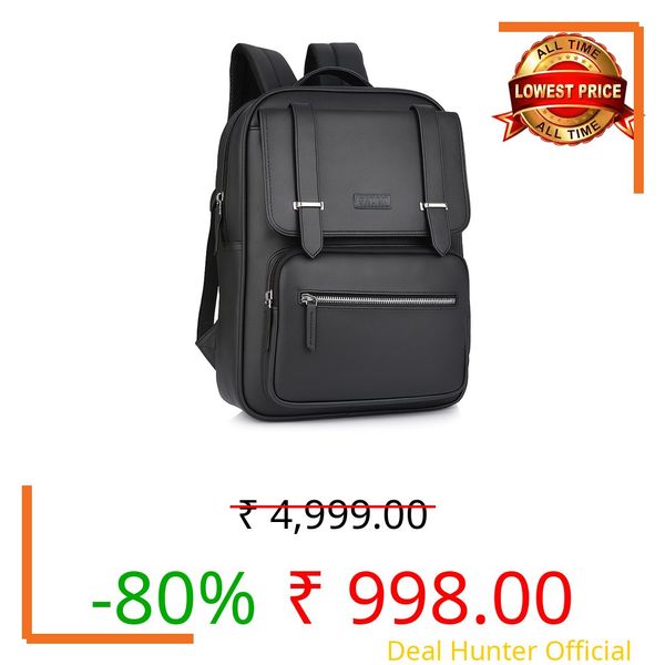 SAULT Vegan Leather Casual 15.6 Inch Laptop Travel Business College Office Backpack for Men & Women