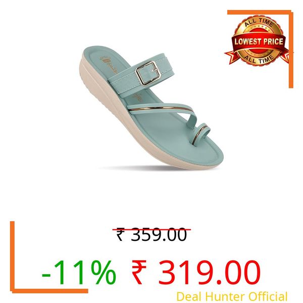 WALKAROO Women’s Comfort Toe-Post Sandals |Cushioned Sole, Adjustable Buckle Strap, Soft Footbed, Lightweight PU Sole |Comfortable for Walking,Travel,Office & all day use WLR72032 Turquoise blue