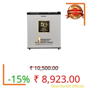 SHARP 50L 2 Star Mini Direct Cool Single Door Refrigerator |Japan 7 Shield Protection|Toughened Glass shelves (Metal Silver, SJ-MRW055N3-PSS)