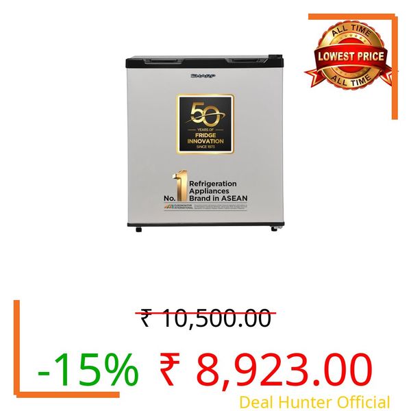 SHARP 50L 2 Star Mini Direct Cool Single Door Refrigerator |Japan 7 Shield Protection|Toughened Glass shelves (Metal Silver, SJ-MRW055N3-PSS)