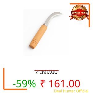 Marmik Stainless Steel Curved Knife with Wooden Handle Kitchen Knife for Fruits, Vegetables Peeling, coring Cutting (Pack of 1)