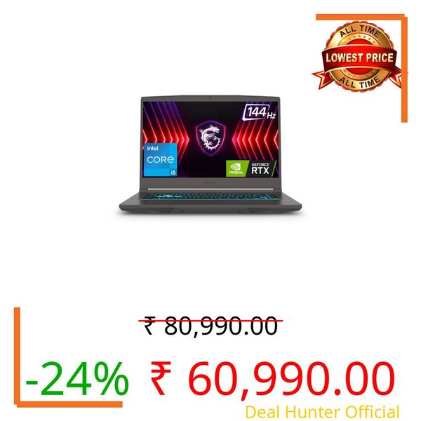 MSI Thin 15, Intel 13th Gen. i5-13420H, 40CM FHD 144Hz Gaming Laptop (16GB/512GB NVMe SSD/Windows 11 Home/NVIDIA GeForce RTX 3050, GDDR6 6GB/Cosmos Gray/1.8Kg) B13UDX-129IN