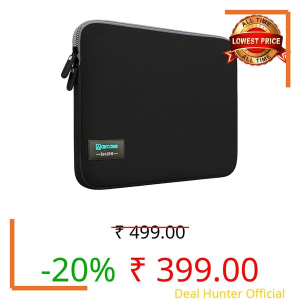 AirCase Neoprene Laptop Sleeve Case Cover for 11.6" Tablet, Laptop Go 2 3/ Surface Pro 9 8 7/ MacBook Air 11/12", HP/Samsung Chromebook 11–12"| Water-Resistant, Wrinkle-Free, TSA Friendly (Black-Grey)