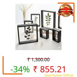 Desi Rang Wooden Frame for Wall Decor Table top Hanging Any Green or dry plant Leaf Picture Photo DIY Gift Home decoration (Black,Rec,8x12 inch,without leaf)