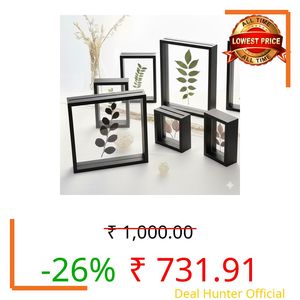 Desi Rang Wooden Frame for Wall Decor Table top Hanging Any Green or dry plant Leaf Picture Photo DIY Gift Home decoration (Black,Rec,7.7x5.5 inch,without Leaf)