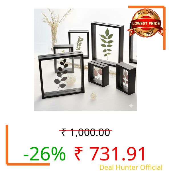 Desi Rang Wooden Frame for Wall Decor Table top Hanging Any Green or dry plant Leaf Picture Photo DIY Gift Home decoration (Black,Rec,7.7x5.5 inch,without Leaf)