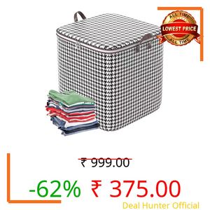 CucinaPro 180L Foldable Clothes Organizer for Wardrobe, Blanket Storage Box and Organiser, Wardrobe Organizer for Storage, Cloth and Dress Organiser Basket Bag with Reinforced Handle (180L Bag)