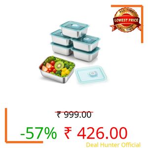 COLBEX Stainless Steel Food Storage Containers with Lids, Leakproof, Oven & Freezer Safe, Meal Prep & Lunch Boxes, Snack Container, Reusable Meal Prep Boxes, School, Office, Picnic (5)