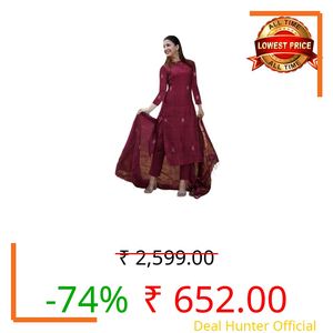 ANNI DESIGNER Women's Viscose Straight Printed Kurta with Pant & Dupatta (CHAKORI Wine_5XL_Wine_XXXXX-Large)