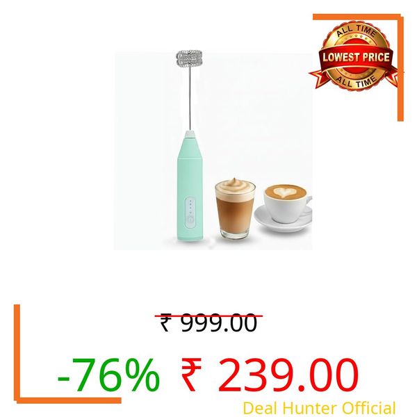 GUPPS Electric Milk Frother & Coffee Mixer – Handheld Whisk for Cappuccino, Latte, Macchiato, Protein Shakes, Cold Coffee & Egg Beating – Sea Green