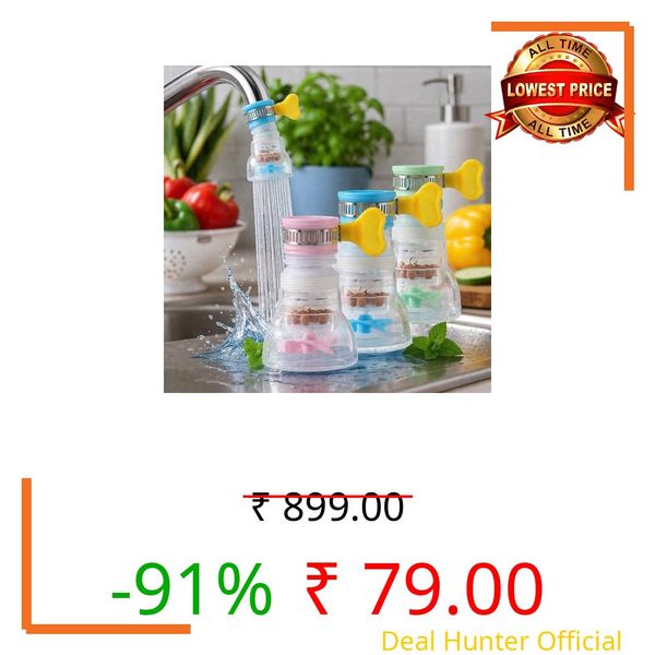 Kalkey Kitchen Tap Extension – Pack of 1 | Flexible Anti-Splash Water Saving Faucet Filter | Movable 360° Rotatable Sink Tap Extender with Shower Head Nozzle Adapter for Kitchen Sink (Multi Colour)