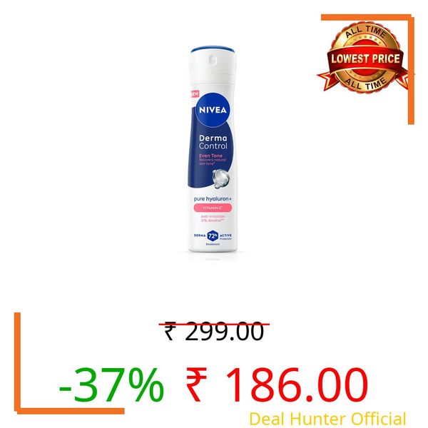 NIVEA Derma Control Eventone, 0% Alcohol, Pure Hyaluron & VitC Underarm Deo SprayWomen 150ml