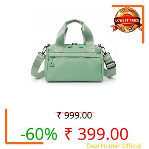 Women’s Compact Sling Bag & Hand Purse Combo | Detachable Strap Shoulder Bag with 2 Compartments | (28cmx12cmx18cm) Stylish Handbag with Strong Handles for Travel, Shopping & Daily Use (Green)