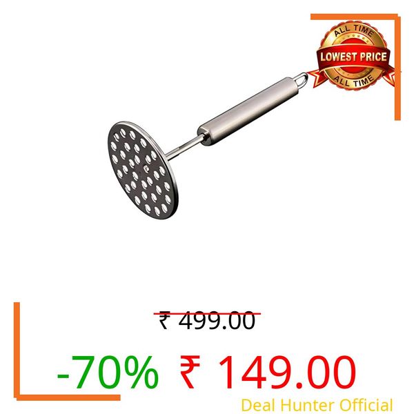 Stainless Steel Potato Masher Manual Hand Press Vegetable Crusher Heavy Duty Kitchen Tool for Cooking Aloo Smasher Metal Utensil Durable Design -01