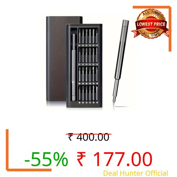 Gadget Hero's 25 in 1 Small Mini Magnetic Precision Screwdriver Bits Set, Eyeglasses, Computer, Electronic, Watch Repair Kit with Phillips and Star Tiny Screw Driver Home Kit, Black