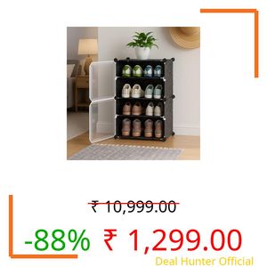 KRISHYAM® Modular Plastic Shoe Storage Cabinet with Transparent Door, Stackable Multi-Tier Shoe Organizer for Home, Bedroom, Closet & Entryway, Durable Dust-Proof Footwear Storage Rack