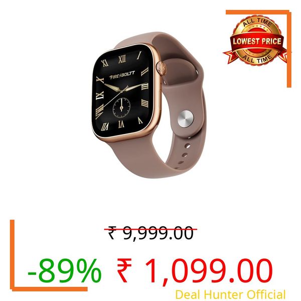 Fire-Boltt Ninja X Ring Smart Watch with 1.96” Large Display, Bluetooth Calling, Wireless Charging, AI Voice Assistant, 500+ Watch Faces, Health Suite, Smart Watch for Man & Woman – Pink S