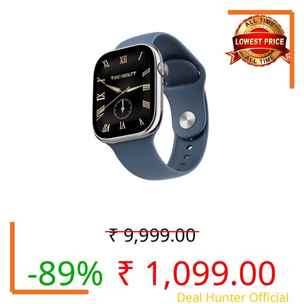 Fire-Boltt Ninja X Ring Smart Watch with 1.96” Large Display, Bluetooth Calling, Wireless Charging, AI Voice Assistant, 500+ Watch Faces, Health Suite, Smart Watch for Man & Woman – Blue S