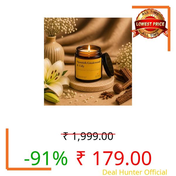 AuraDecor Scented Jar Candle | Handpoured Soy Wax Candle with Long Lasting Burn Time | Premium Amber Jar Aromatherapy Candle | Ideal Gift for Home & Décor (Large, Spanish Guwaicwood & Lily)