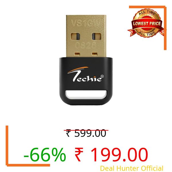 Techie USB Wi-Fi 150 Mbps Adapter, 2.4GHz, Compact Nano, Plug and Play for Windows, Linux, Mac, Desktops and Android TV Boxes, Black