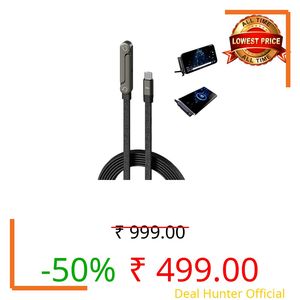 Growalleter 2-in-1 240W Invisible Stand Charging Cable with Foldable Phone Stand, 5ft 90° Angled USB-C Cord, Adjustable Holder for iPhone 15-17/Smartphones/Tablets (1 Pcs)