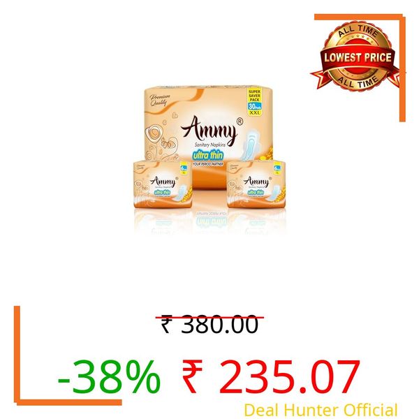 Ammy Super Absorbent Ultra Thin Sanitary Pads - 30 Pcs XXL Size for Heavy Flow & 12 Pcs XL Size for Medium Flow | Cottony Soft, Rash-Free with 7Layer Protection & Advanced Gel Lock Feature | Pack of 3