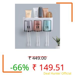 Megharsh Wall Mounted Toothbrush Holder for Bathroom - Stickable Brush Stand with Cover Tooth Brush & Paste Holder for Bathroom Multicolor