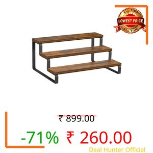 UD FUR NITURE Kitchen Counter Shelf Spice Rack Organizer, Wood Display Riser Stand, Wooden Display Riser Shelf, and 3 Tiered Countertop Display Shelf for Fragrance, Cosmetics, and Condiments