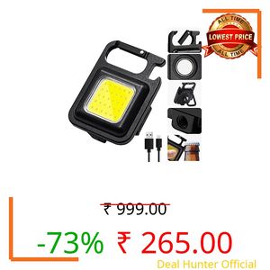 COB Keychain Led Flashlight, Rechargeable Flashlights, Mini Flashlight, Emergency Light Rechargeable, Keychain Torch, Rechargeable Light, Small COB Light with 3 Lighting Modes (Multi, Medium)