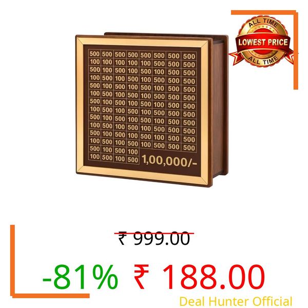 Kartzo Money Saving Box for Adult 100000 -Money Box, Money Saving Box,1 Lakh Money Saving Box,Money Collecting Box Adult Kids, Small Amount Big Storage 100000 Savings Wooden Money Box,Challenge Box