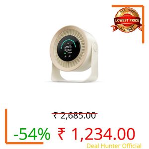 Refluxe Desk Fan with LED Digital Display, USB Rechargeable Quiet Desktop Fan, Touch Control Portable Mini Table Fan with 5 Speed Modes, 360°Adjustable Tilt for Bedroom, Office & Home (Khaki)