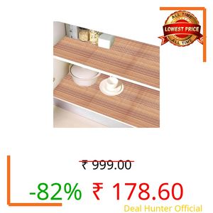 IAP Waterproof Floral Shelf Liner & Drawer Mat | 45 cm x 5 Meter Non-Adhesive PVC Cabinet Liner | Washable, Oil-Proof Kitchen Shelf & Cupboard Mat (Light Brown)