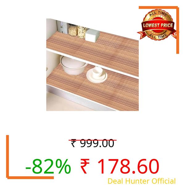 IAP Waterproof Floral Shelf Liner & Drawer Mat | 45 cm x 5 Meter Non-Adhesive PVC Cabinet Liner | Washable, Oil-Proof Kitchen Shelf & Cupboard Mat (Light Brown)