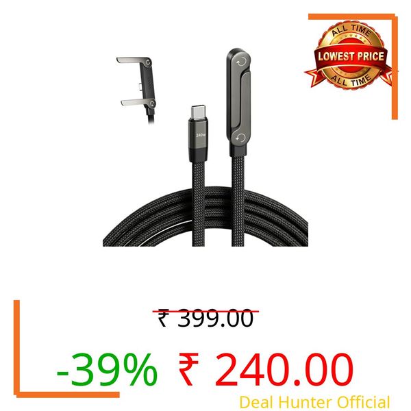 Sideways Phone Charger, 240W Fast Charging, 2-in-1 Usb C Invisible Holder Charger, 1.5m/4.9ft Length Cable With Built-in Phone Stand For Smartphones Tablets(240W C-C)