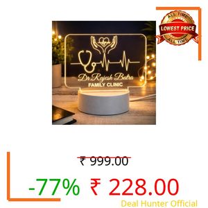Doctor Themed 3D Illusion LED Night Lamp – Personalized Medical Professional Name Lamp – Warm White USB Powered Acrylic Table Light – Gift for Doctors, Nurses, Healthcare Workers (Dr Lamp 6)