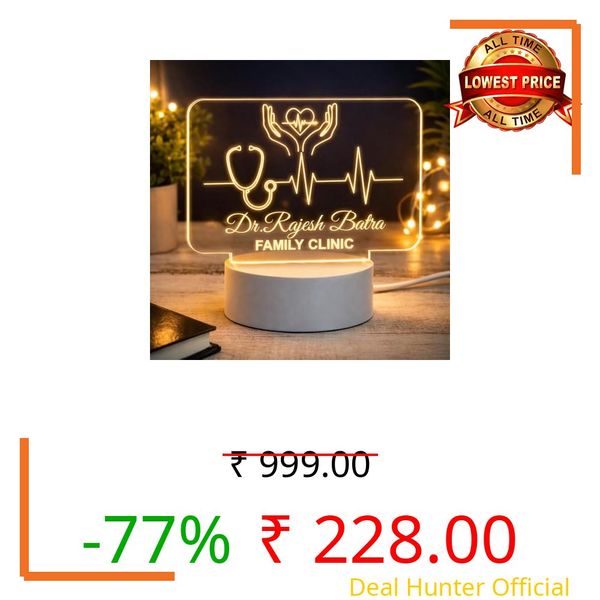 Doctor Themed 3D Illusion LED Night Lamp – Personalized Medical Professional Name Lamp – Warm White USB Powered Acrylic Table Light – Gift for Doctors, Nurses, Healthcare Workers (Dr Lamp 6)