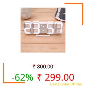 Dangfly Digital LED Clock, White, Rectangular, 3D Display, Wall Mountable and Table Clock for Bedroom and Living Room, Corded Electric(Works on Electricity Only)