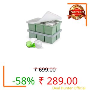 Ice Cube Molds with Lid,Big Silicone Ice Cube Tray for Whiskey,2Inch Square Ice Cube Tray,Easy-Release Ice Mold,Giant Ice Cubes for Bourbon Cocktail (2, Green)