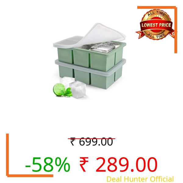 Ice Cube Molds with Lid,Big Silicone Ice Cube Tray for Whiskey,2Inch Square Ice Cube Tray,Easy-Release Ice Mold,Giant Ice Cubes for Bourbon Cocktail (2, Green)