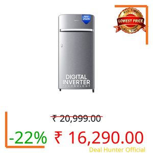Samsung 189 L, 4 Star, Digital Inverter, Direct-Cool Single Door Refrigerator (RR21H2G24S8/HL, Silver, Elegant Inox, Single Touch Defrost, 2026 Model)