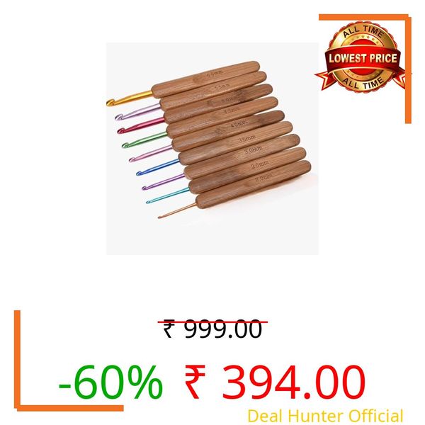 VIRADHAM Crochet Hook Set, Rainbow Aluminum Crochet Hooks with Ergonomic Wooden Handles, 9 Sizes 2.0–6.0mm, Smooth Knitting Needles for Beginners, Professionals & DIY Crafting (Rainbow Wooden Crochet)