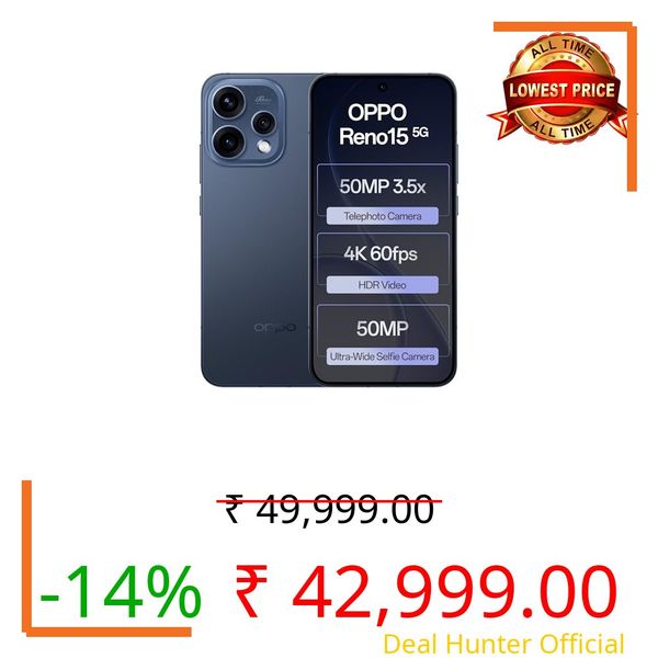 Oppo Reno15 5G (Twilight Blue, 8GB RAM, 256GB Storage) with No Cost EMI/Additional Exchange Offers