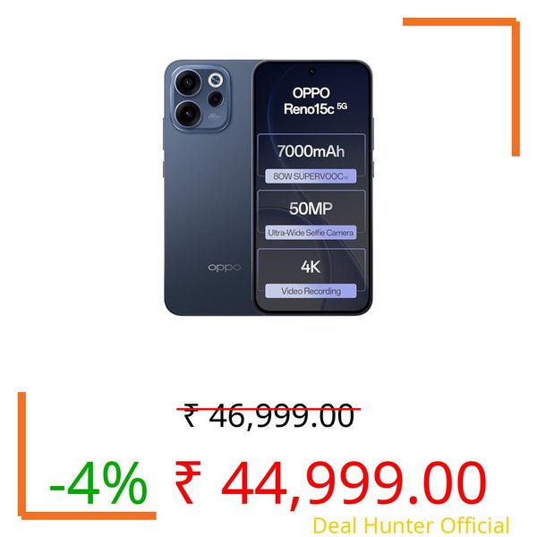 Oppo Reno15c 5G (Twilight Blue, 12GB RAM, 256GB Storage) with No Cost EMI/Additional Exchange Offers