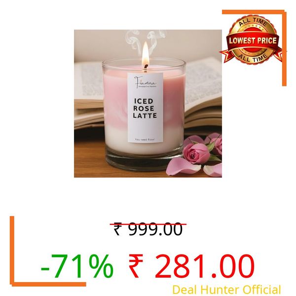 Fiamora Iced Rose Latte Scented Jar Candle – 220g 100% Organic Soy Wax – Dual-Tone Pink & White Aesthetic – Luxury Rose Fragrance for Home Decor, Aromatherapy, & Gifting
