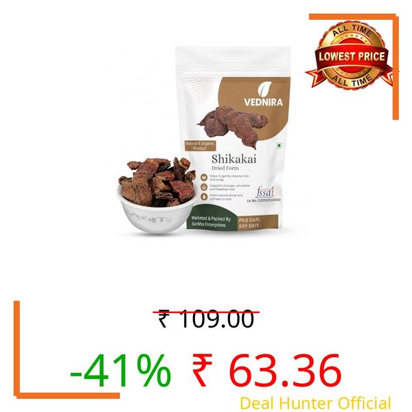 VEDNIRA Organic Whole Dried Sabut Shikakai Raw Form 50g | Acacia Concinna for Hair Wash, Hair Growth, Hair Fall Control, Dandruff & Itchy Scalp | Natural Herbal Hair Cleanser, Hair Mask Use, Chemical Free